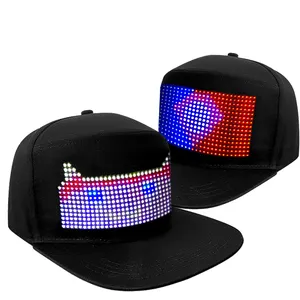 LED hat wireless smart phone App programmable USB charging scrolling message LED hat