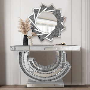 2022 Top Seller Heart LED Mirrored Console Table with Wall Mirror Set <strong>Crushed</strong> <strong>Diamond</strong> Mirrored <strong>Furniture</strong> Smart <strong>Furniture</strong> - Product Image 5