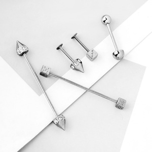 Yicai thời trang 316L thép phẫu thuật thẳng Zircon Spike công nghiệp <span class=keywords><strong>Barbell</strong></span> xuyên cho phụ nữ Xúc xắc lưỡi xuyên - Product Image 3