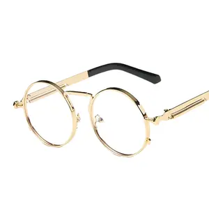 高品质金色圆形眼镜金属框架女品牌框架男透明镜片复古经典眼镜圆形眼镜