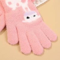 Gants thermiques d'hiver épaissis pour femmes, à cinq doigts, motif girafe, design tactile, thème amour, pour étudiants, cyclisme quotidien