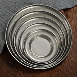 Stainless Steel Round Plate 5050 Distressed Finish For Snacks Barbecue Pasta Grilled Meat Steak - Product Image 3
