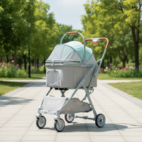 2025 Chariot de transport pour animaux de compagnie de luxe, pliable, 3-en-1, avec fonction poussette et chariot, pour la montée d'escaliers, pour petits chiens et chats jumeaux ou doubles