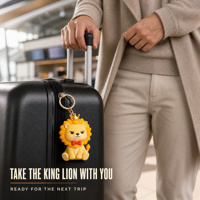 Porte-clés de voiture 3D amusant au design du Roi Lion, porte-clés en caoutchouc souple PVC avec logo personnalisé du fabricant