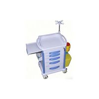 Chariot médical d'urgence avec tiroirs verrouillables et poteau porte-perfusion pour clinique