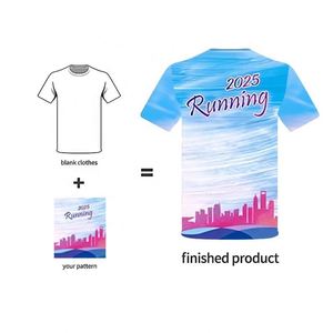 Custom Casual Loose <b>Heat</b>-Transfer 100% Polyester Design High Quality Full Print Summer Men's Running Sport Tshirt Marathon - Product Image 2