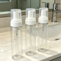 Bouteille à pompe en mousse de 43 mm de diamètre, capacité de 200 ml, bouteille cylindrique en mousse, nettoyant pour le visage, savon pour les mains, matériau PET transparent