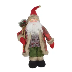 large size navidad christmas standing real face santa claus doll with gift bag christmas home decoration figurine
