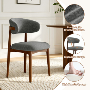 Silla de Comedor Extensible y Portátil con Estructura de Madera, Tapizada, Moderna, con Respaldo Curvo Ergonómico y Tela Transpirable para Hogar y Oficina - Product Image 3