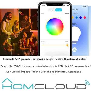 Bande LED intelligente Wi-Fi RGB Homcloud 5M, blanc chaud, contrôle par application, 12V, PCB blanc 4mm, installation facile - Product Image 4