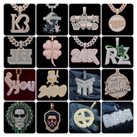 Collier pendentif en moissanite glacée, argent 925, bijoux hip-hop personnalisés pour hommes, accessoire chaîne cubaine tendance