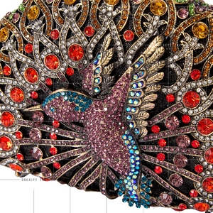 Women Shinny Birds Crystal Evening <b>Bag</b> Peacock Rhinestones Clutch Purse Chic Shinny Handbag for Night Out Cocktail - Product Image 5