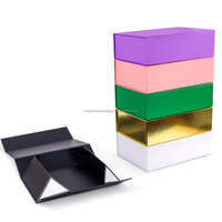 Boîte d'emballage magnétique pour cosmétiques et parfums en stock, logo en feuille d'or, boîte cadeau pliable magnétique avec sac en papier