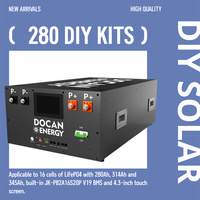 Kit de boîte de batterie DIY Docan Energy 15KWh 314AH LiFePO4 avec BMS JK PB2A16S20P 200A V19 et bornes M8 pour stockage d'énergie solaire