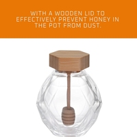 Grosir 200ml bebas Timbal kaca heksagon stoples madu desain datar dengan tutup bambu termasuk Dipper untuk kemasan Diffuser