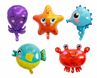 Ballons en aluminium en forme d'animaux marins en gros, assortiment de pieuvre, étoile de mer, poisson, crabe, décoration de fête d'anniversaire pour enfants, certifié BSCI ISO