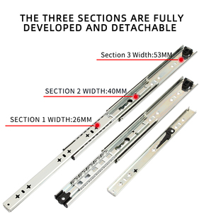 20inch 51mm 3 lần nhiệm vụ nặng nề bóng mang ngăn kéo đường sắt Kính thiên văn Runner tủ bếp trượt mềm đóng Ngăn kéo trượt - Product Image 4