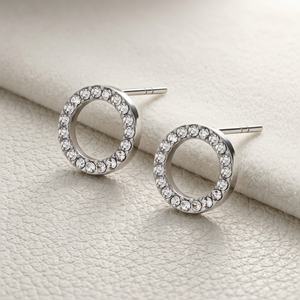 High Quality G23 <b>Titanium</b> Alloy 5A Zircon Geometric Hollow <b>Stud</b> Earrings with Gold & Rose Gold Plating Vibrant Colors Unisex - Product Image 1