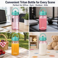 Bouteille Tritan 650 ml avec paille, anti-fuite, sans BPA, sans danger pour les aliments, durable, pour le bureau, la salle de sport, les voyages, cadeau, école, avec bouchon à paille rabattable, pour adultes