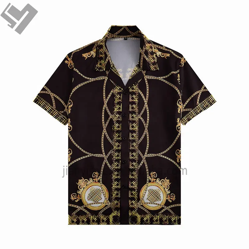 Berühmte Marke Herren Sommer Hawaii Vintage Shirts Designer Print Kurzarm Umdrehen Kragen Button Up Casual Bluse Shirt