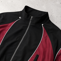 Survêtement de jogging en nylon réfléchissant avec logo personnalisé OEM, coupe-vent pour homme, ensemble en nylon avec bandes blanches pour homme