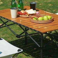 Table de camping pliable ultralégère à hauteur réglable avec poche en filet, table de pique-nique et barbecue portable avec filet de rangement