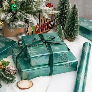 MAYPLUSS Christmas Wrapping Paper Roll 17 Inch X 33 Feet Blue Snowflake Foil Anti Curl Gift <b>Wrap</b> Holiday Pattern - Product Image 3