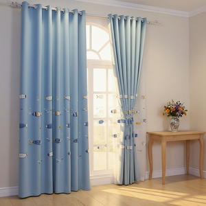 <span class=keywords><strong>Tende</strong></span> semplici di lino di cotone nordico per camere da letto per bambini con finestra piatta per ragazzi stanze delle ragazze con ricami di cartoni animati oscuranti - Product Image 1