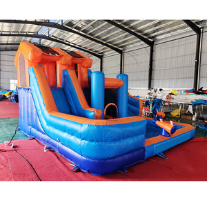 บ้านลมเป่าลม PVC แบบหนาพิเศษ พร้อมสไลเดอร์สองช่องสำหรับเด็ก ติดตั้งง่าย สวนน้ำขนาดเล็ก บ้านลมเป่าลมแบบคอมโบพร้อมบ่อบอล - Product Image 3