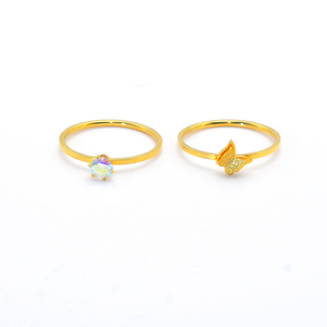 Combinazione di farfalle anello da donna diamante dorato farfalla anelli di moda gioielli femminili di forma tridimensionale 3D - Product Image 4