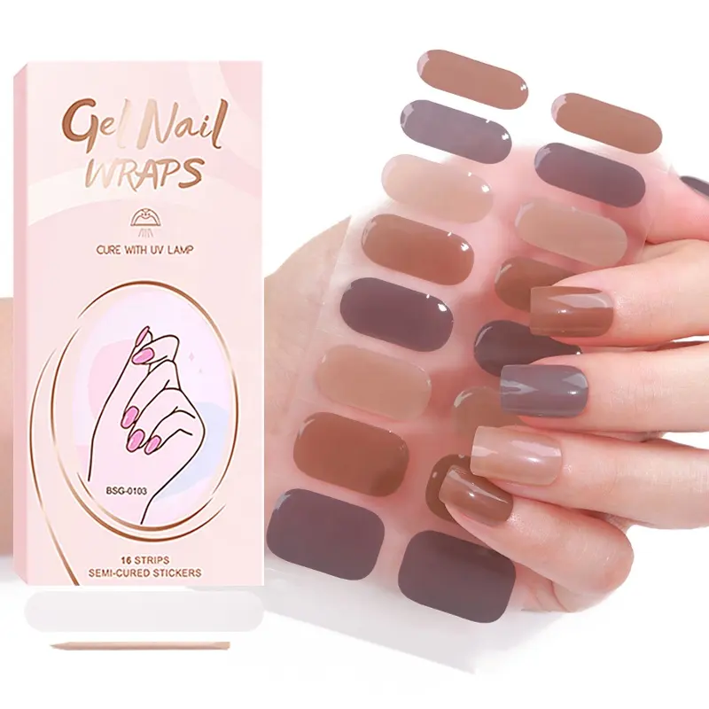 New màu sắc phổ biến nail sticker Gel phù hợp với Gradient Blooming thiết kế độc đáo Nail bọc UV Gel Pet đề can Nail Gel dải