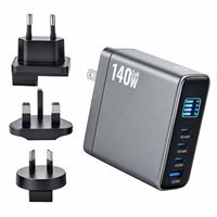 Produits tendances : Adaptateur de voyage multi-appareils 30W à charge rapide pour ordinateur portable, prise EU/UK/AU/US, chargeur GaN 140W avec écran TFT