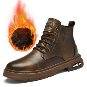 <span class=keywords><strong>Botas</strong></span> de herramientas para <span class=keywords><strong>hombre</strong></span>, <span class=keywords><strong>botas</strong></span> Martin, seguridad en el trabajo, al aire libre, Chukka, senderismo, senderismo, cuero, parte superior media alta, forro polar grueso, algodón cálido - Product Image 3