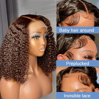 2026 nuevo SDD Raw vietnamita birmano peluca rizada cabello humano sin pegamento 13X4 13X6 HD 300g Peluca de cabello humano con frente de encaje marrón