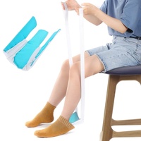 Enfile-chaussettes léger et pratique en tissu pour personnes âgées, handicapées, enceintes – Outil d'aide sans se pencher avec cordons réglables
