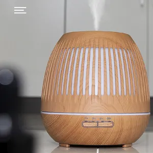 New Arrival Wood Grain Noiseless Ultrasonic 550ml Air Humidifier Aroma Diffuser With 7 Color Led Light