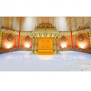 Grand Srilankan Manvarai Golden Mandap Tamilian Temple Designed Marriage Mandapam South Indian Wedding Luxury Mandap - Product Image 1