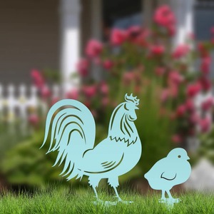 Adornos de jardín de Metal de pollo personalizados al por mayor, estaca de decoración de Pascua de primavera para paisajismo al aire libre, letreros de patio elegantes, arte - Product Image 6