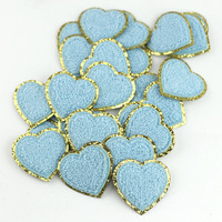 5cm couleur paillettes coeur patchs bordure dorée coudre sur Chenille Patch fer sur patchs pour enfants vêtements chapeau