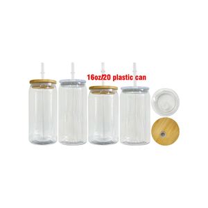 Mug à bière transparent incassable de 20 oz, canette en plastique acrylique de 16 oz avec paille pour transfert UV DTF - Product Image 1