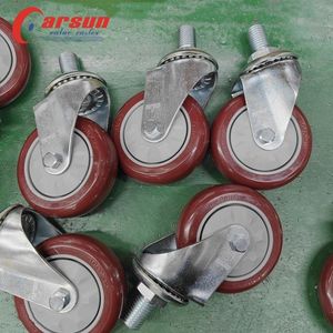 Ruedas Giratorias de Acero de 4 Pulgadas con Eje Roscado, Rueda de Poliuretano, Superficie Galvanizada, Rodamiento de Bolas, Personalizable OEM - Product Image 2
