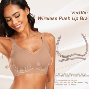 <span class=keywords><strong>Reggiseni</strong></span> push-up senza cuciture da donna, senza ferretto, copertura completa, in nylon, con doppie spalline fisse e quattro file di gancetti sul retro - Product Image 3