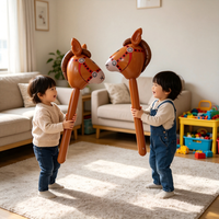 Ballons gonflables tête de cheval marron, bâton de poney gonflable pour fête d'anniversaire sur le thème du western, bâton de cheval gonflable