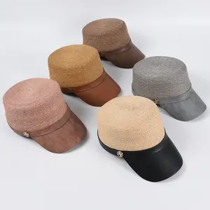 Boné de beisebol estilo militar, novidade, estilo militar, de luxo, fino, natural, de palha raffista, unissex, moderno, para homens e mulheres, vestido de sol de verão, venda imperdível