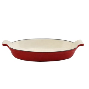 Cacerola ovalada de hierro fundido para hornear, sartén ovalada roja de 15/20/30CM con recubrimiento de esmalte para cocina, sartén para lasaña, sartenes para pasteles - Product Image 1