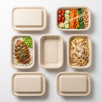 PFAS-vrij 24oz 750ml Suikerrietbagasse Biologisch afbreekbaar Magnetronbestendig Herbruikbaar Robuust Rechthoekig Afhaallocatie Lunchbox Oliebestendig