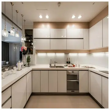 Kabinet Dapur Lacquer Berkilap Tinggi Kustom Modern Kabinet Dapur 2pac Lemari Dapur Putih