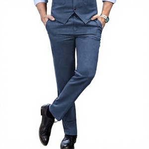 Pantalones de Traje Casuales de Estilo Italiano para Hombre, Talla Grande, Cintura Elástica, Corte Recortado, para Primavera y Otoño - Product Image 1