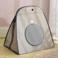Lit pour chat de style sac à main moderne avec entrée circulaire, nid pour animaux de compagnie en feutre de qualité supérieure avec poignée, maison pour chat pliable compacte facile à ranger