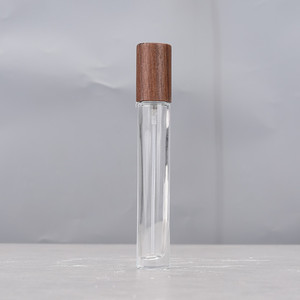 Mini Botella de Perfume Cuadrada/Redonda de Vidrio, Recargable, a Prueba de Fugas, con Atomizador, Tapa de Madera y Pulverizador, para Serigrafía - Product Image 5